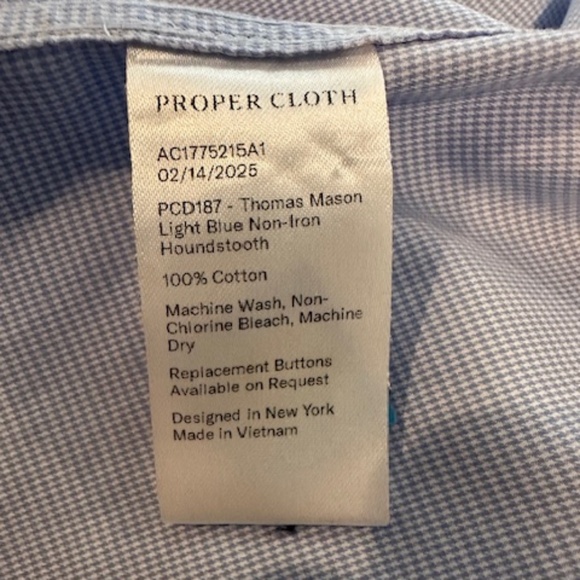 Thomas Mason from Proper Cloth Custom Non-Iron Shirt-Houndstooth 2025 sz 20.6 - Picture 3 of 5